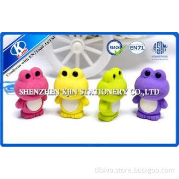 Green Yellow Purple Pink Frog Animal Kids Erasers For Promo